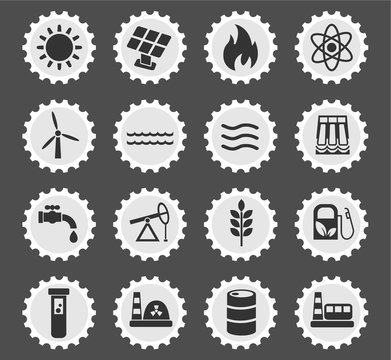 fuel and power icon set