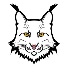 Naklejka premium Logo maskotki Lynx. Głowa rysia na białym tle ilustracji wektorowych