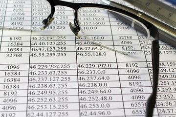 Business documents with office equipment