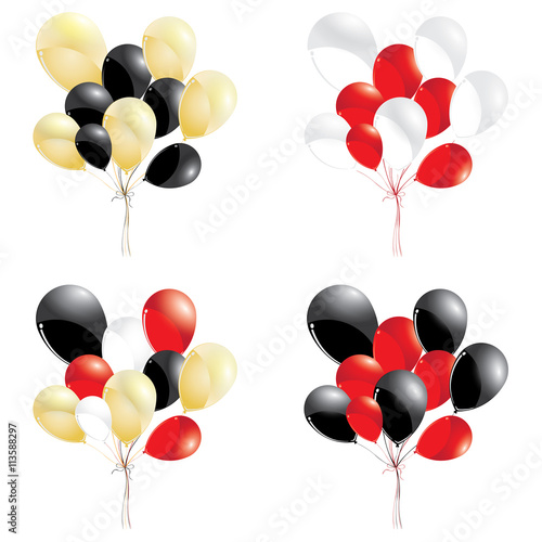 Red And Black Balloons Gold With Red And White Balloons Isolated On
