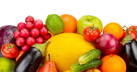 fruits and vegetables isolated on white background