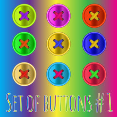 Set of 9 color clothing buttons. Sewing buttons set for patchwork