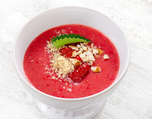 Sweet cold strawberry soup.