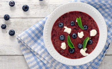 Sweet cold blueberry soup.