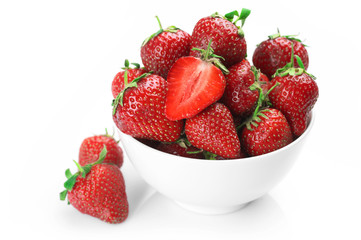 Strawberries in white bowl