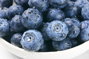 Blueberries in white bowl