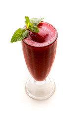 cherry shake with frozen pulp and mint