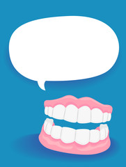 Vector Illustration of Dentures with Blank Speech Bubble