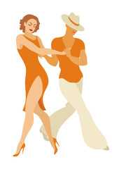 lady and gentleman dance Latin America dance salsa - obrazy, fototapety, plakaty