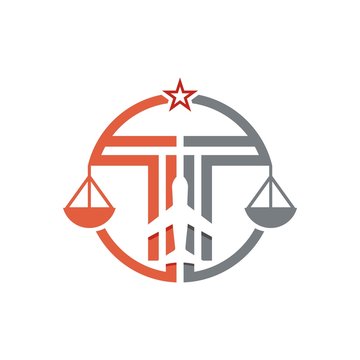 Law firm logo icon with vintage scale in balance symbol vector
