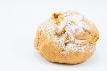 Sweet brown cream choux with icing