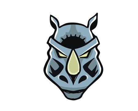 Leadership Animal Logo - Alert Rhinoceros Character