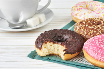 Donuts and cup of coffee