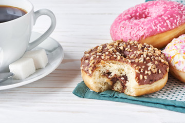 Donuts and cup of coffee