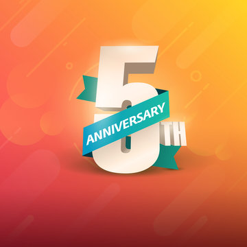 5th Anniversary 3D On Orange Background