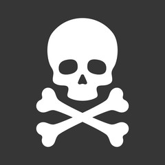 Skull with Crossbones Icon on Black Background. Vector