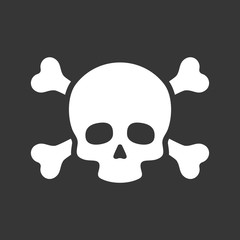 Skull with Crossbones Icon on Black Background. Vector