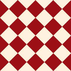 Red Cream Chess Board Diamond Background Vector Illustration