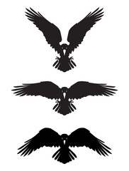 Dark Evil heraldic raven. Mascot, logotype, label.