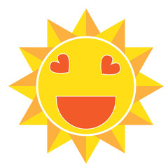 Abstract cute bright cartoon sun smile