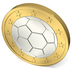 Ein-Euro-Münze mit Fußball als Prägung