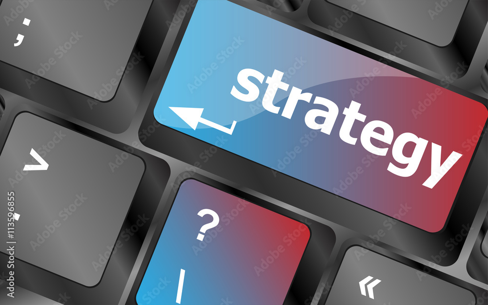 Poster strategy button on keyboard key button . keyboard keys. vector illustration