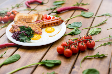 Fototapeta na wymiar eggs served for breakfast with vegetables