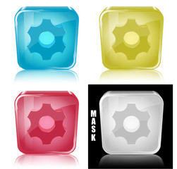 Szklana ikona z odbiciem 3D wektor © vempireart