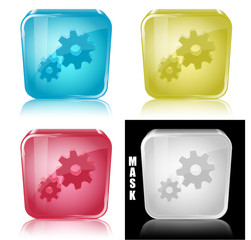 Szklana ikona z odbiciem 3D wektor © vempireart