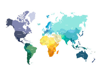 Fototapeta na wymiar Color World Map Illustration