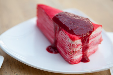Crepe cake with strawberry
