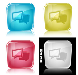 Szklana ikona z odbiciem 3D wektor © vempireart