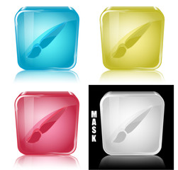 Szklana ikona z odbiciem 3D wektor