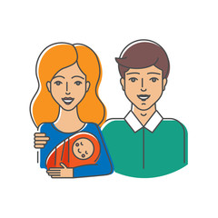 Vector illustration of happy family - wife, husband and their ch