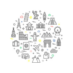 Landmarks abstract vector illustration, travel concept, line sty
