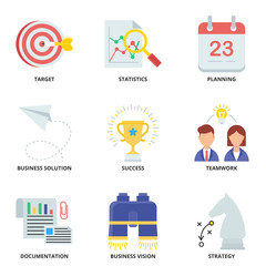 Business flat vector icons set