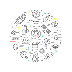 Space abstract vector illustration, astronomy concept, line styl