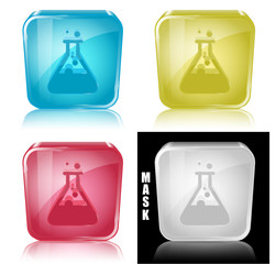 Szklana ikona z odbiciem 3D wektor