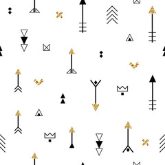 Tribal arrows boho seamless pattern. Ethnic geometric print. Background texture. Fabric, cloth design, wallpaper, wrapping