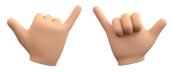 Shaka Handhaltung isoliert auf weißem Hintergrund