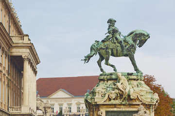 Monument to Prince Eugene of Savoy on the sanset in the residenc