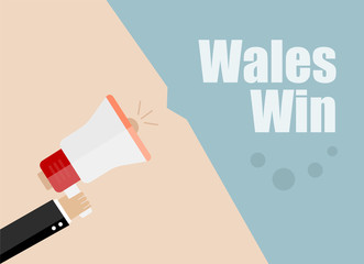 wales win. Flat design vector business illustration concept Digital marketing business man holding megaphone for website and promotion banners.