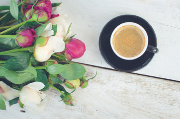 Coffee and flowers