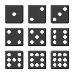 Black Dice Set on White Background. Vector