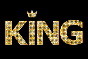 Vector illustration of gold king text
