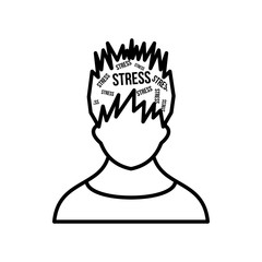 Word stress in the head of man icon, outline style