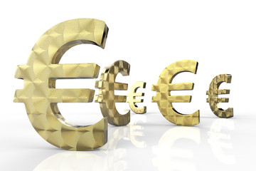 Euro Currency in Gold 3D Rendering