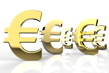 Euro Currency in Gold 3D Rendering