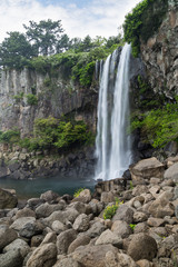 Jeonbang Waterfall on Jeju Island in South Korea.