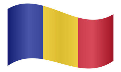 Flag of Chad waving on white background